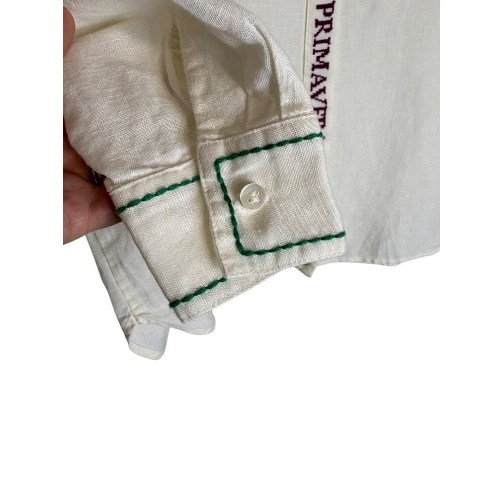 Sézane x Lucia Vergara Maxima Shirt Ecru with Embroidery-sz 38 (US 6) - Picture 10 of 14